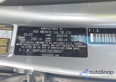 2025 Kia K4 Ex from USA, damaged, VIN 3KPFU4DE3SE096437